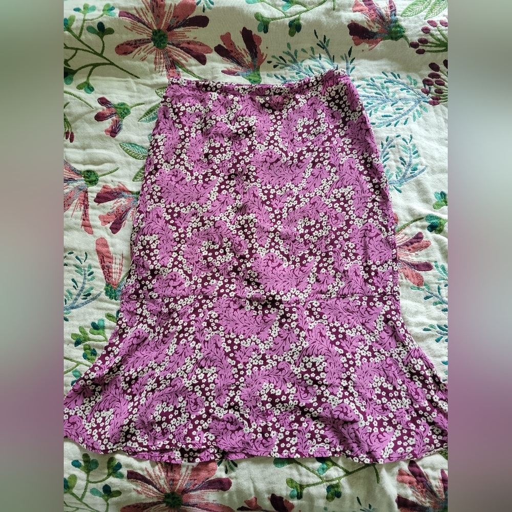 Henne Purple Floral Midi Skirt
